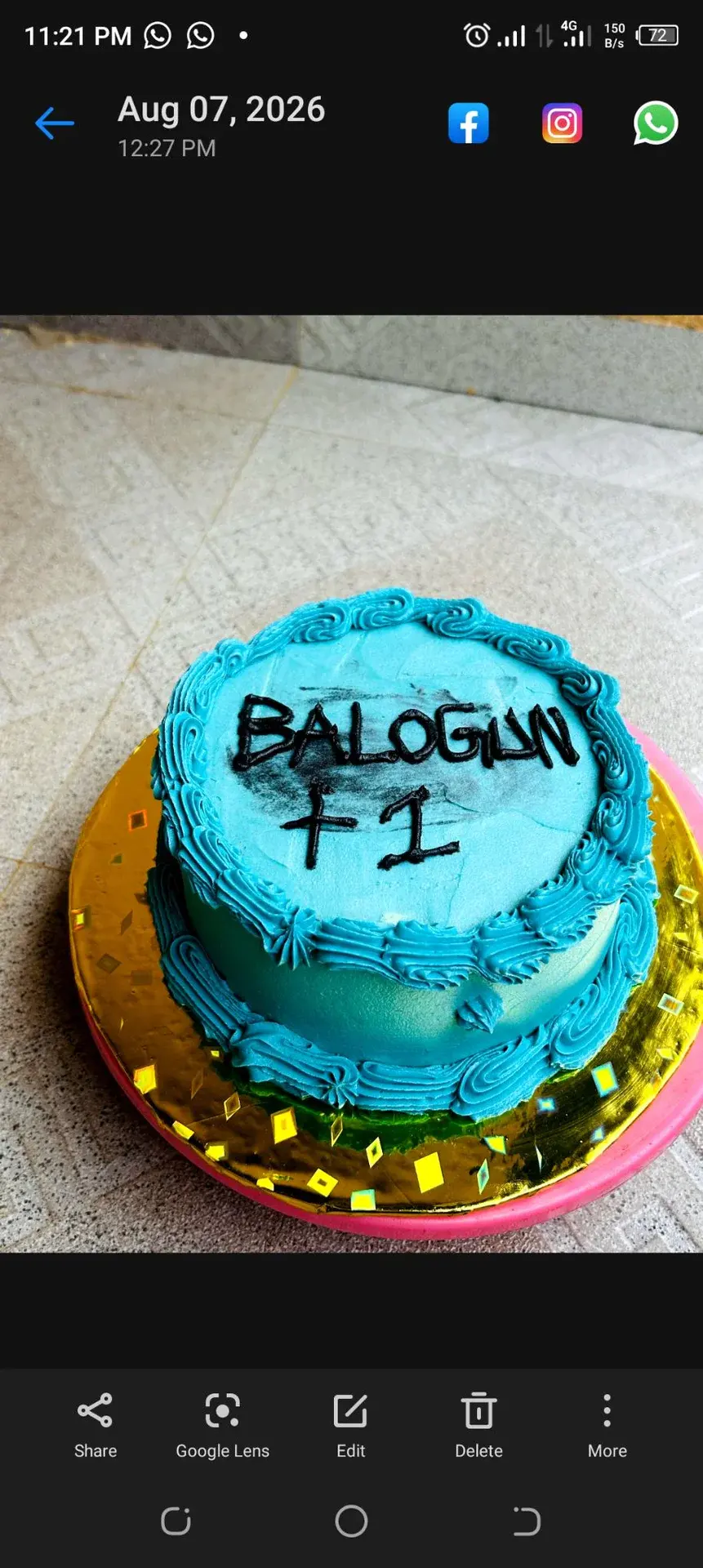 Size 6 single layer cake